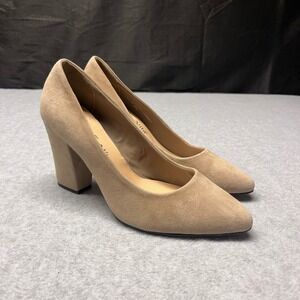 Bella Vita Tan Suede Leather Pointed Toe Block Heel Pumps 50-9967 Womens 7N